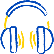 Podcast Headphone Blueyellow